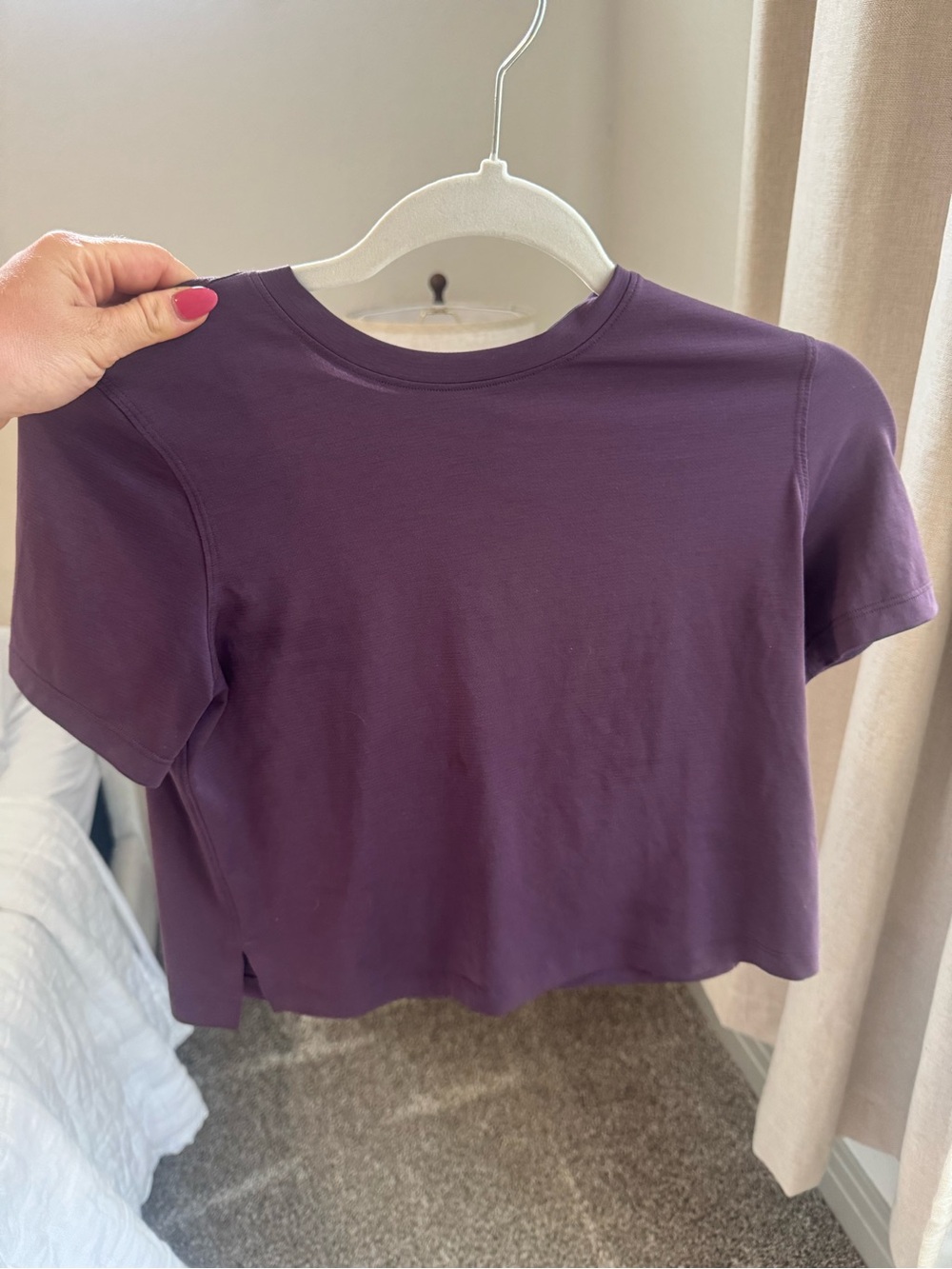 lululemon athletica Plum Short Sleeve Cropped Tee
